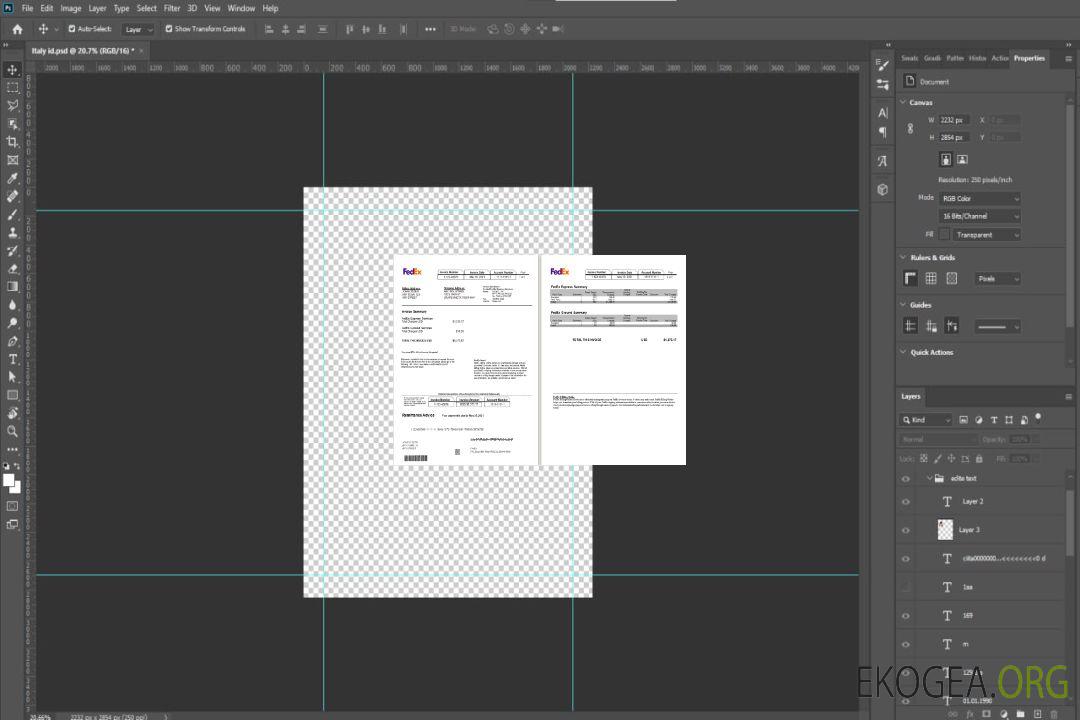 Facture Fedex aux États , Unis template